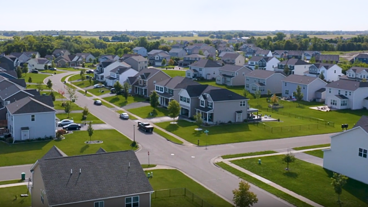Aerial view of a thriving Centra community